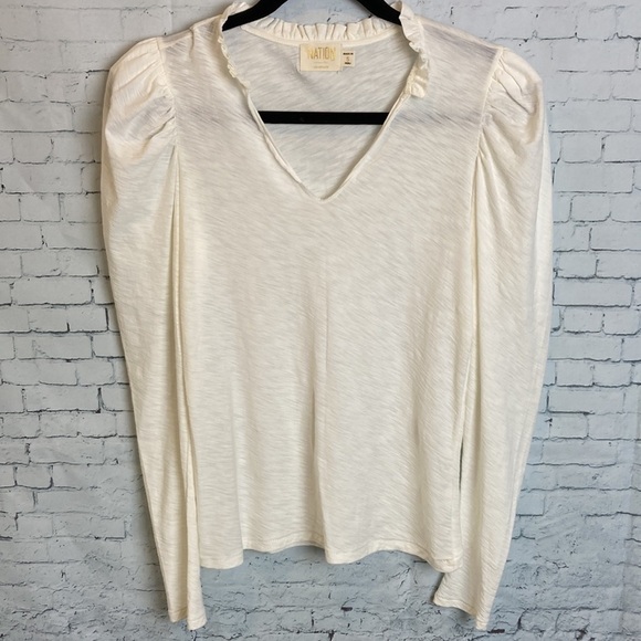 NATION LTD Tamira ElizabethanTee Off White Sz S Elevated Capsule Quiet Luxury - Picture 5 of 16